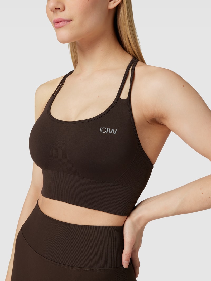 Bustier mit Label-Print Modell 'Define Seamless Sports' in dunkelbraun