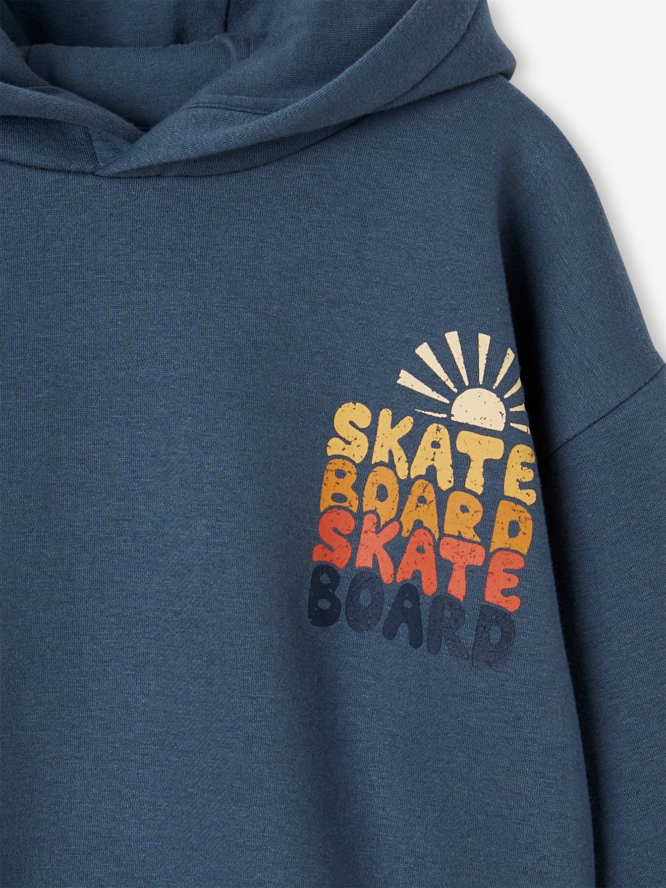 Vertbaudet Jungen Kapuzensweatshirt mit Print hinten Oeko-Tex - nachtblau