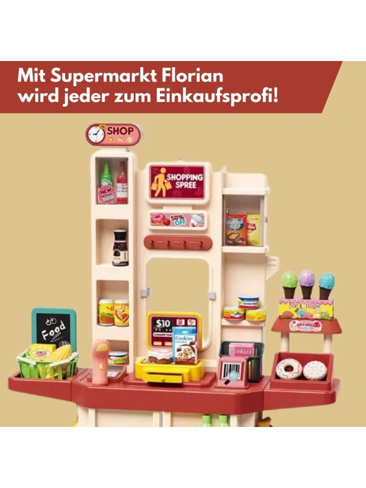 Coemo Supermarkt Florian Kaufladen mit viel Zubehör - ab 3 Jahren in Rosa günstig kaufen onesize