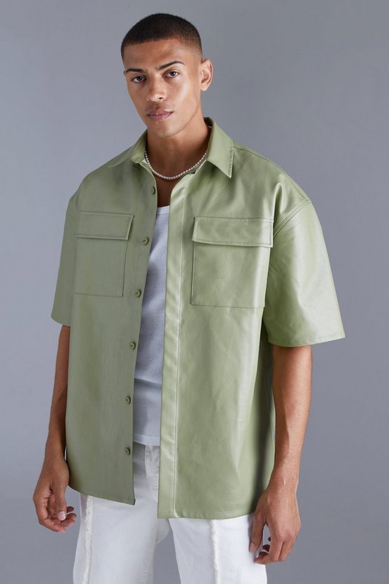 Kastiges Oversize PU-Hemd