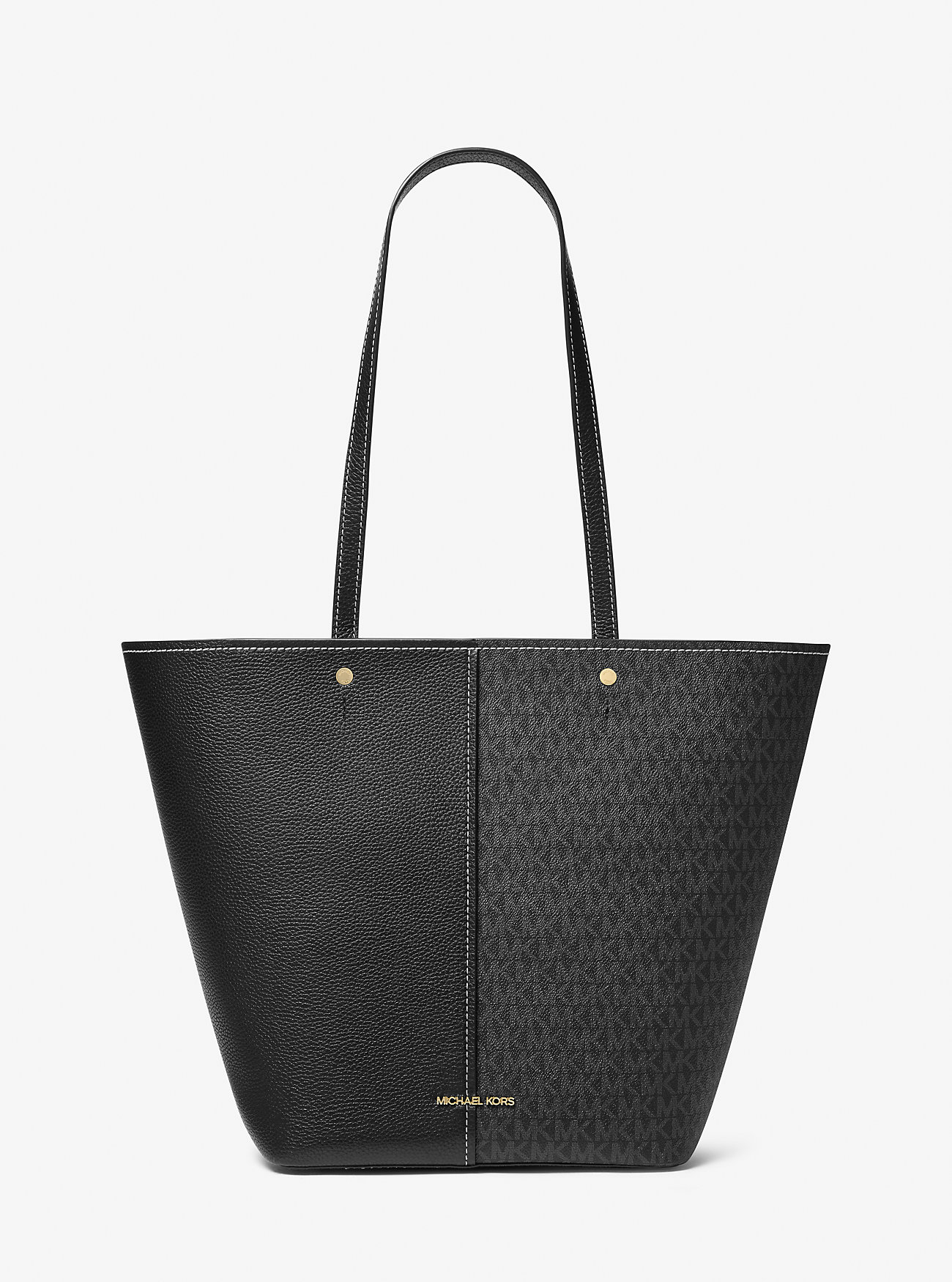Flora Stor Skinnveske med Signaturlogo – SVART