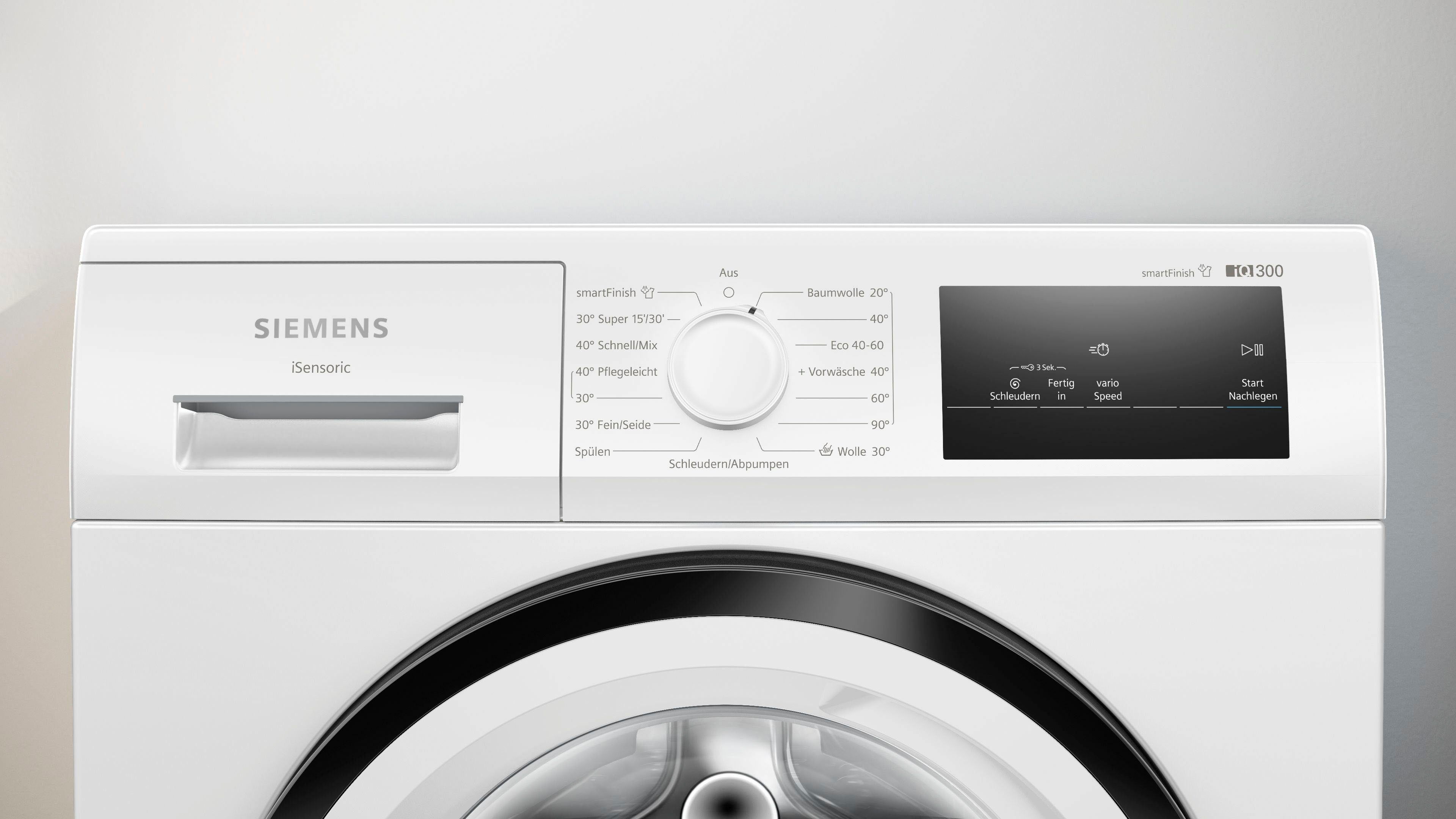SIEMENS Waschmaschine iQ300 WM14N0A4, 8 kg, 1400 U/min, smartFinish – glättet dank Dampf sämtliche Knitterfalten