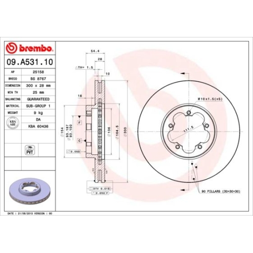 09.A531.10 BREMSSCHEIBE BREMBO VA  VP2 - ATU