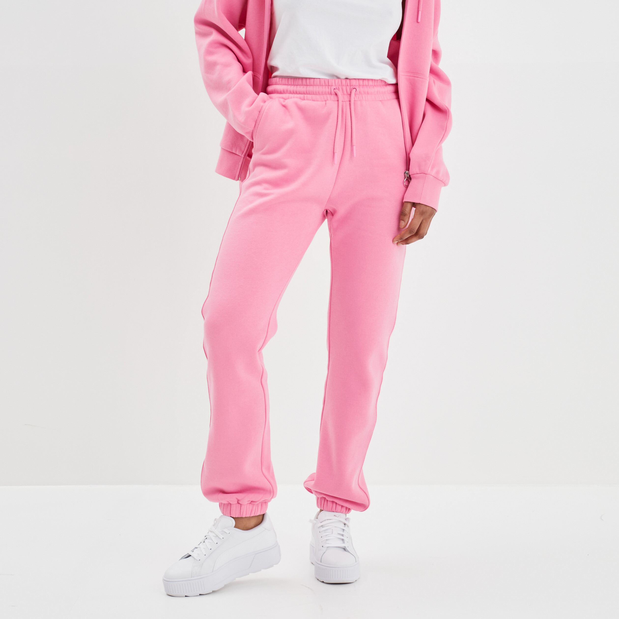 Pantalon jogging droit molleton rose femme | La Halle