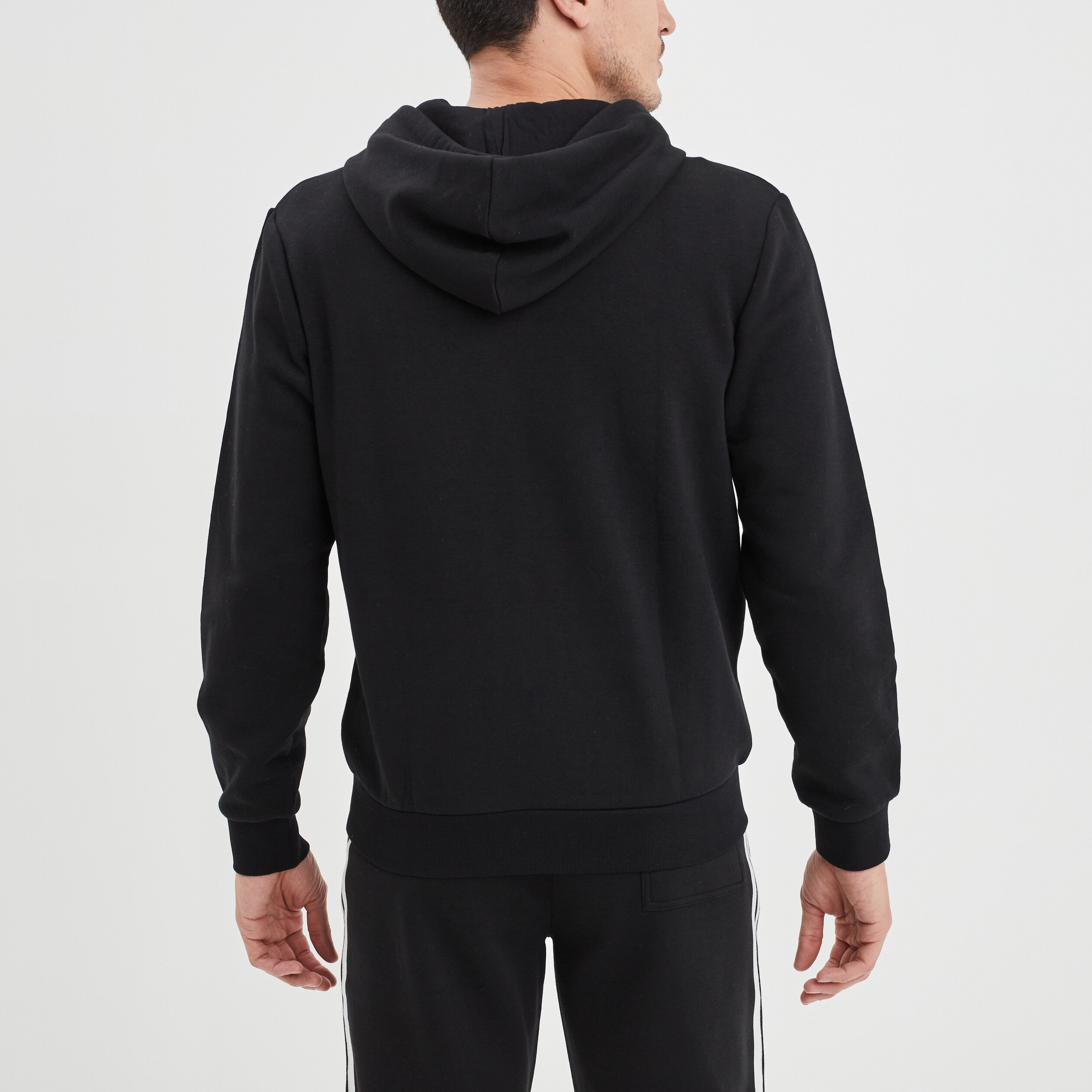 Sweat zippé molleton à capuche noir homme | La Halle