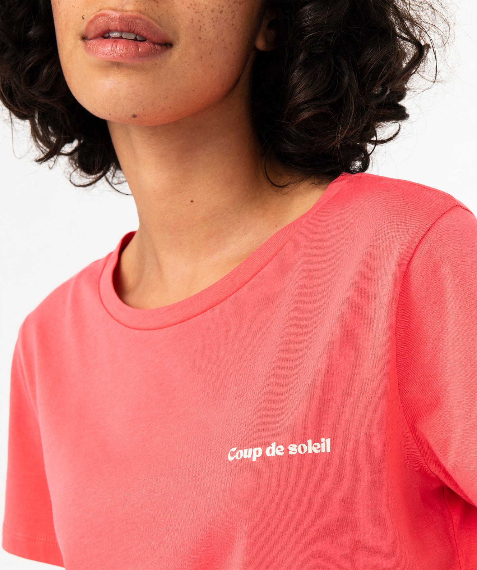 Tee-shirt manches courtes en coton à message femme rose | GEMO