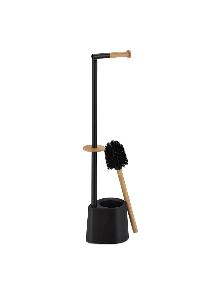 relaxdays WC Garnitur in Schwarz - (B)16 x (H)66,5 x (T)11 cm günstig kaufen onesize