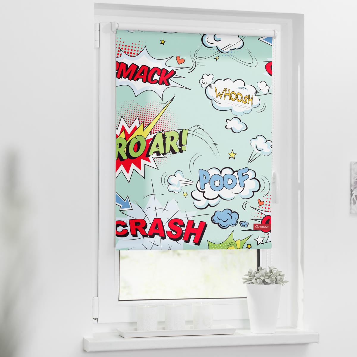 Lichtblick Rollo Klemmfix, ohne Bohren, blickdicht, Crash - Bunt, 100 x 150 cm (B x L)