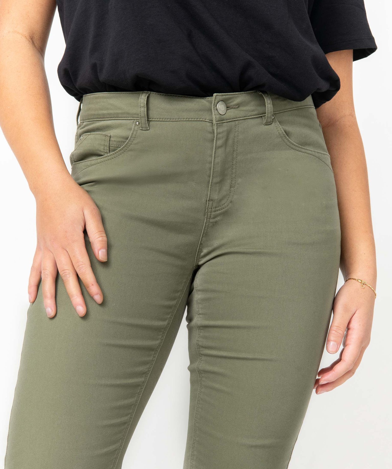 Pantalon femme coupe Slim taille normale vert clair | GEMO