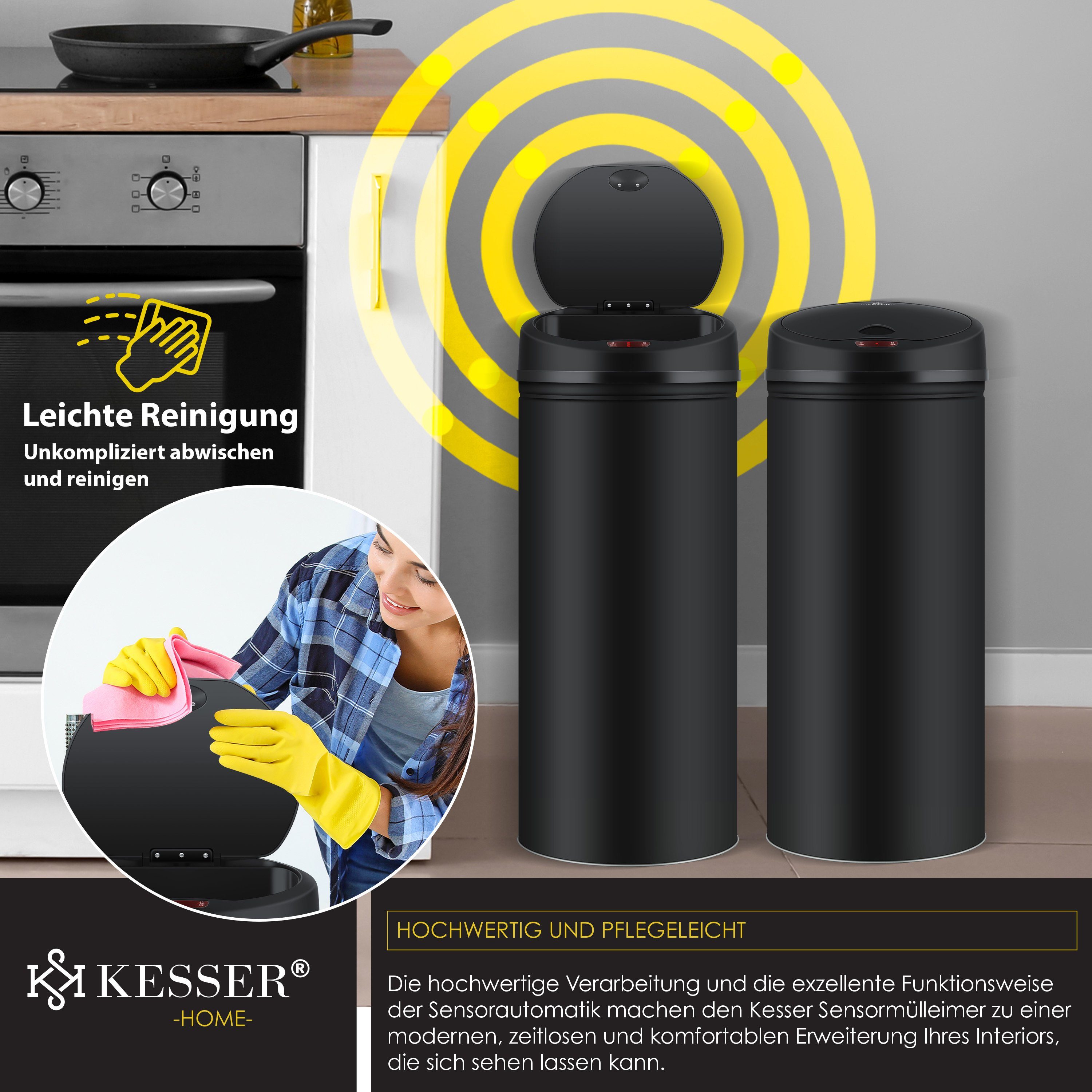 KESSER Mülleimer, Automatik Sensor Mülleimer Abfalleimer Abfall EDELSTAHL