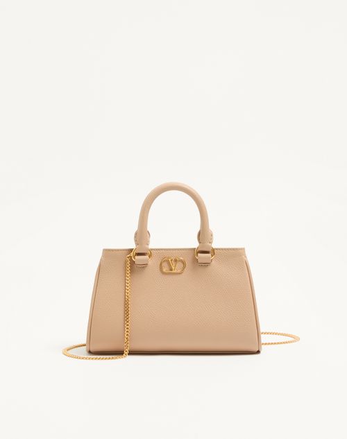 Bolsa Mini VLogo Signature em couro de bezerro granulado