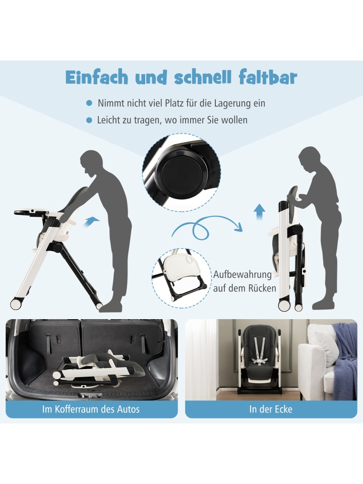 COSTWAY 5 in 1 Hochstuhl 6-36 Monate in Grau günstig kaufen onesize