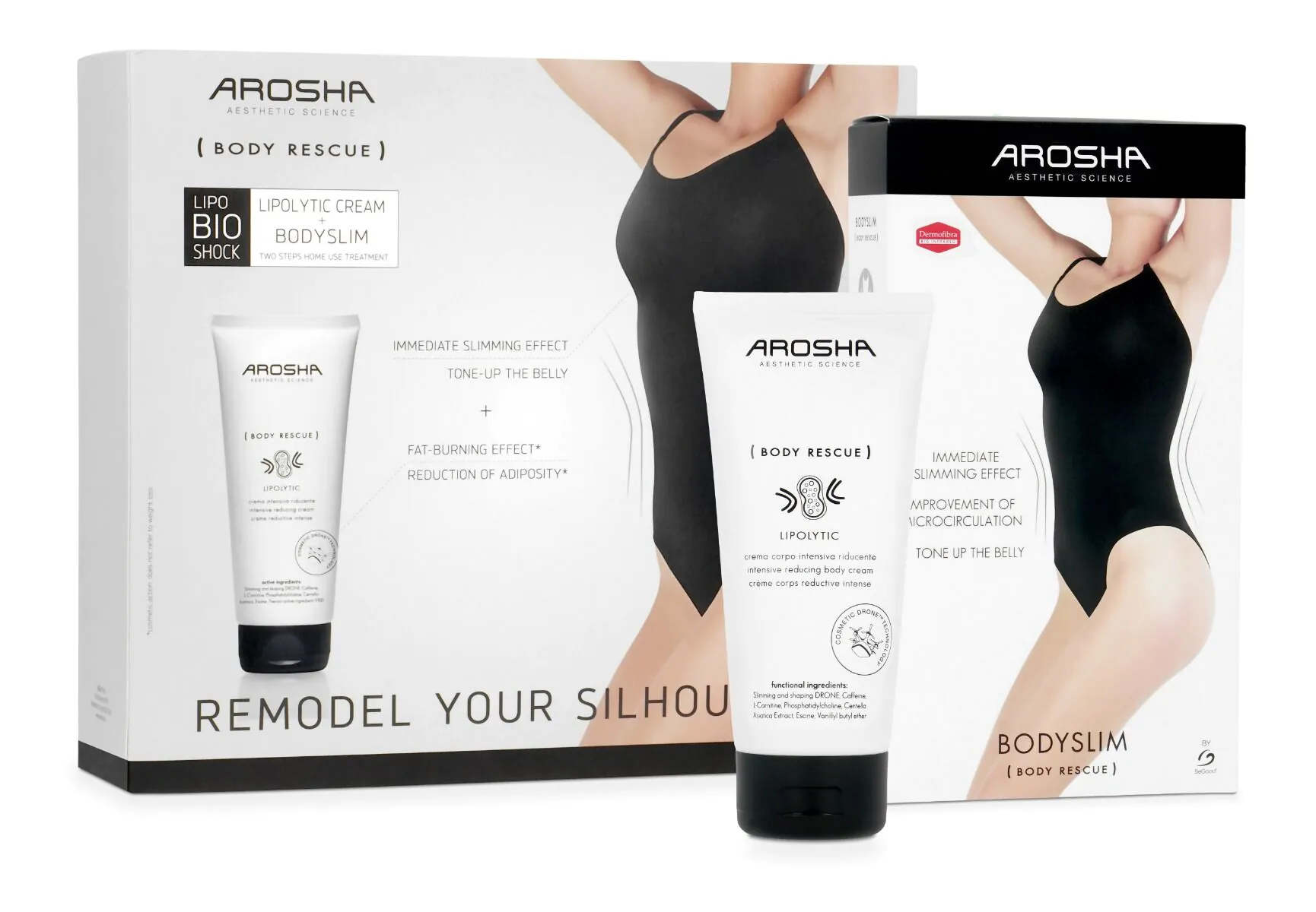 Arosha Lipo Bio Shock Box (Σώμα, μέγεθος L (42-44) 1 τεμάχιο + Λιπολυτική Κρέμα 200ml)