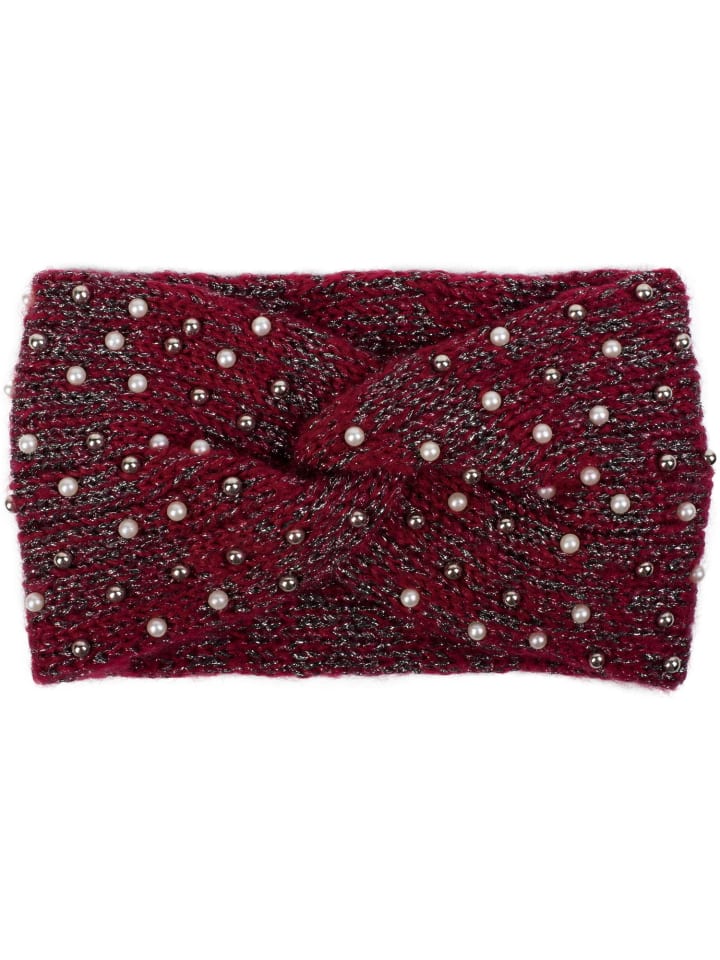 styleBREAKER Strick Stirnband in Bordeaux-Rot-Schwarz günstig kaufen onesize