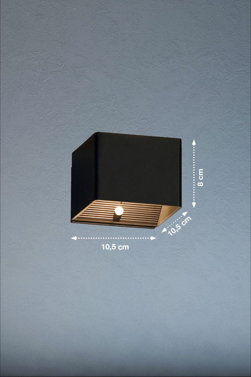 Fischer & Honsel Akku Wandlampe Magnetics Schwarz 10,5 x 8 cm