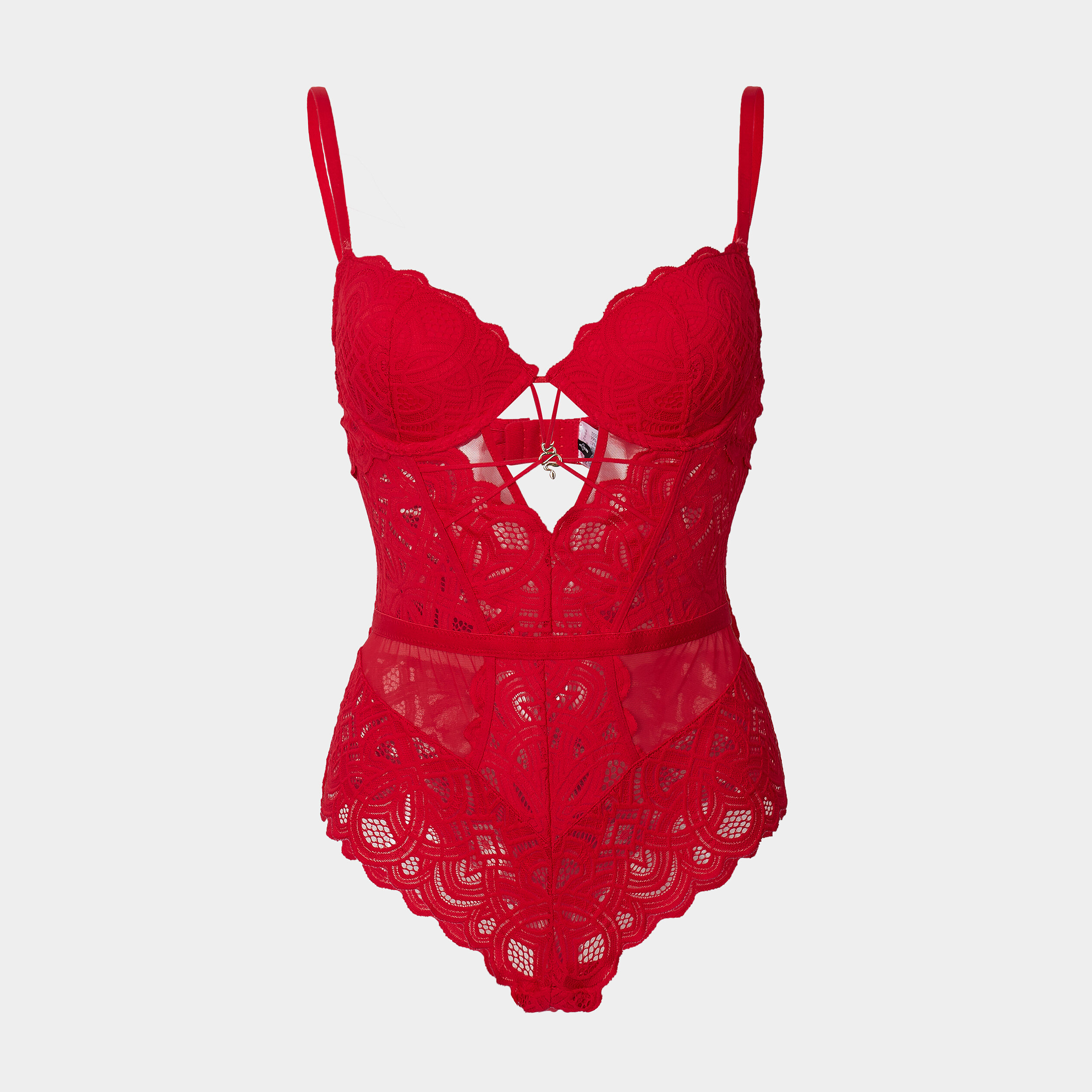Body corbeille padded en dentelle rose framboise femme | La Halle