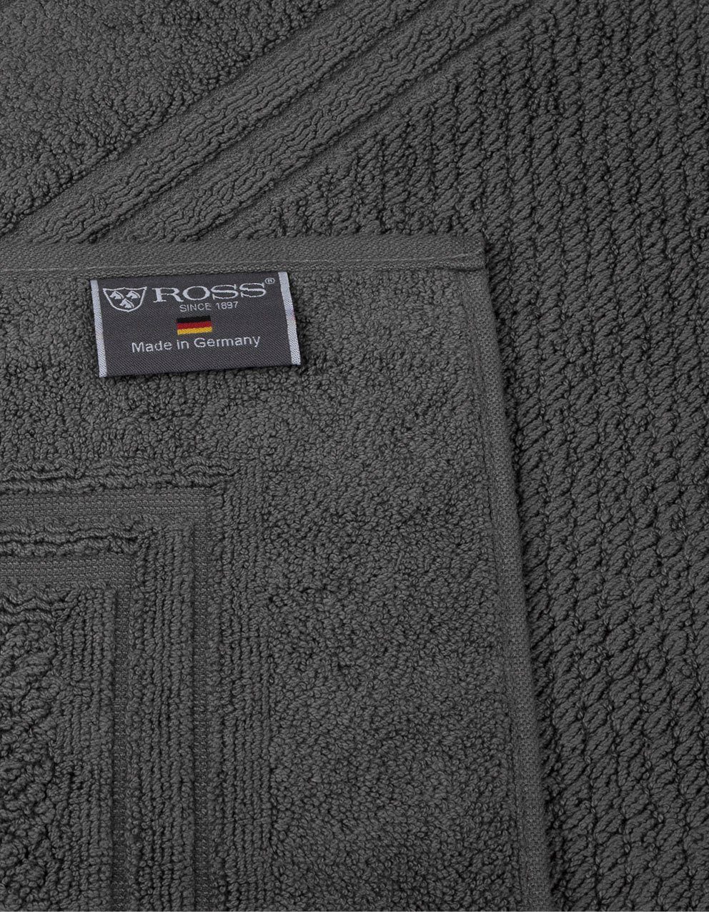 Duschmatte Unifond ROSS, Höhe 1 mm, fußbodenheizungsgeeignet, strapazierfähig, Baumwolle, rechteckig, Uni mit Bordüre, Badezimmerteppich, waschbar