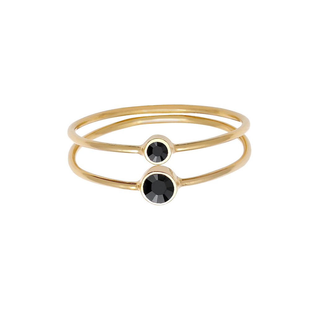 Elli Elli Bague Femmes Set Filigrane avec Cristaux Noir en Argent Sterling 925 Bague