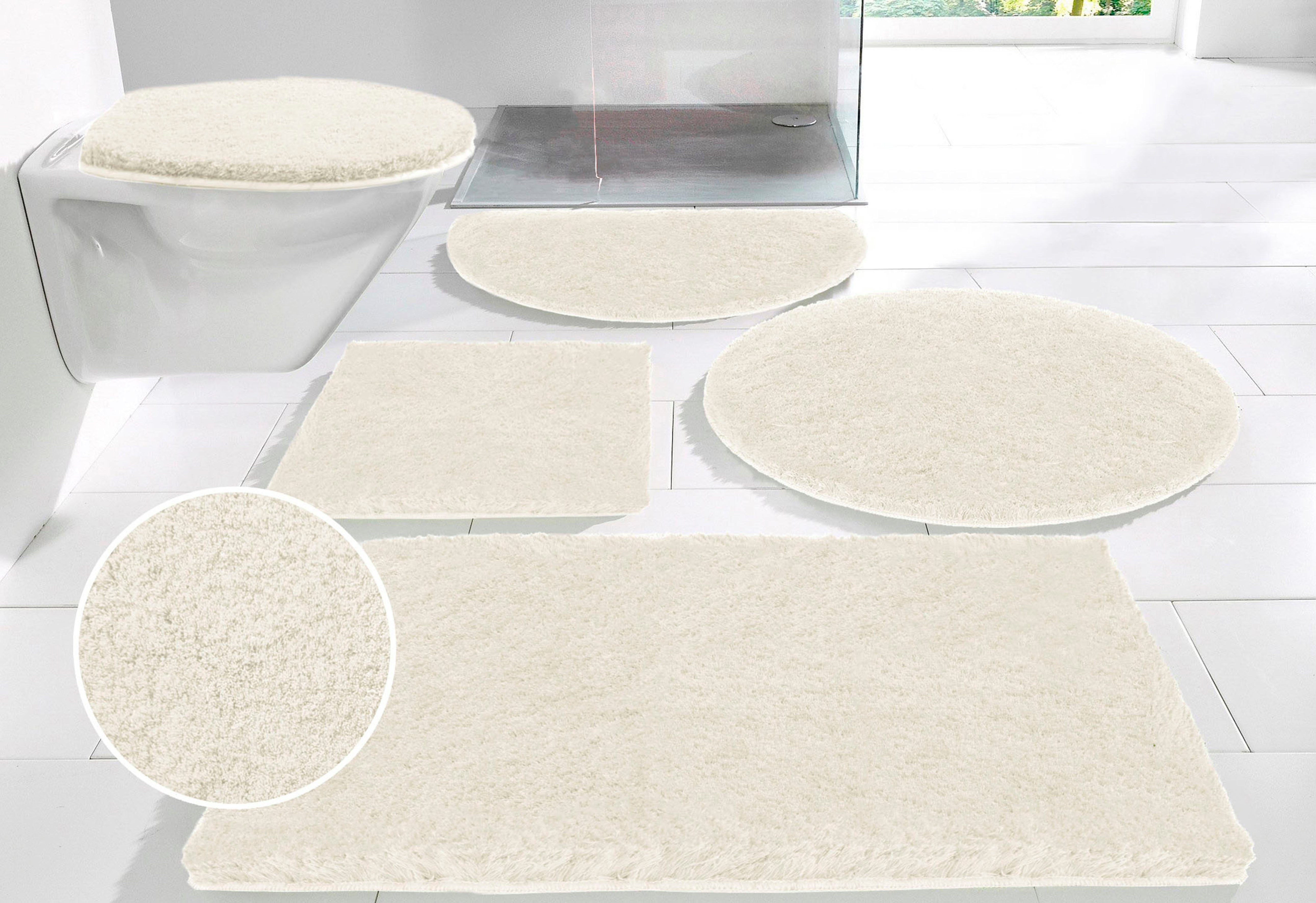 Badematte Porto Leonique, Höhe 30 mm, rutschhemmend beschichtet, fußbodenheizungsgeeignet, schnell trocknend, strapazierfähig, Polyester, rechteckig, Badteppich, waschbar, Badematten auch als 3 teiliges Set erhältlich