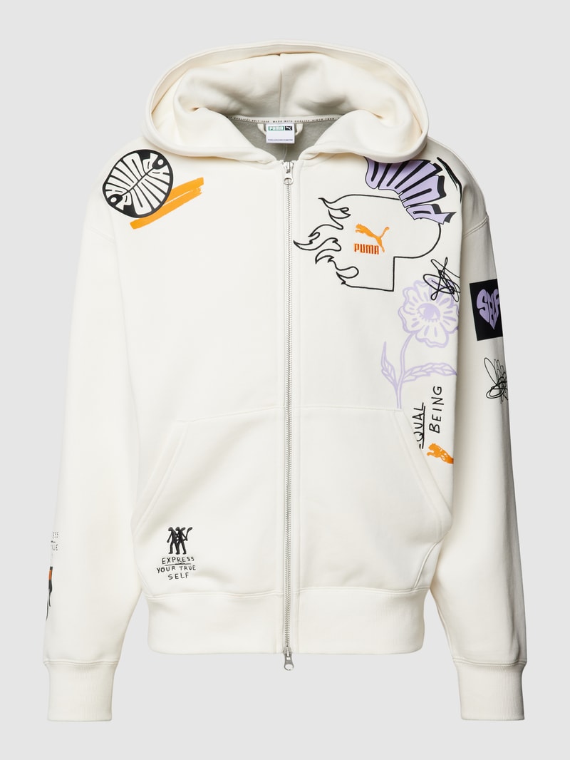 Sweatjacke mit Label-Print - PUMA X P&C* in offwhite