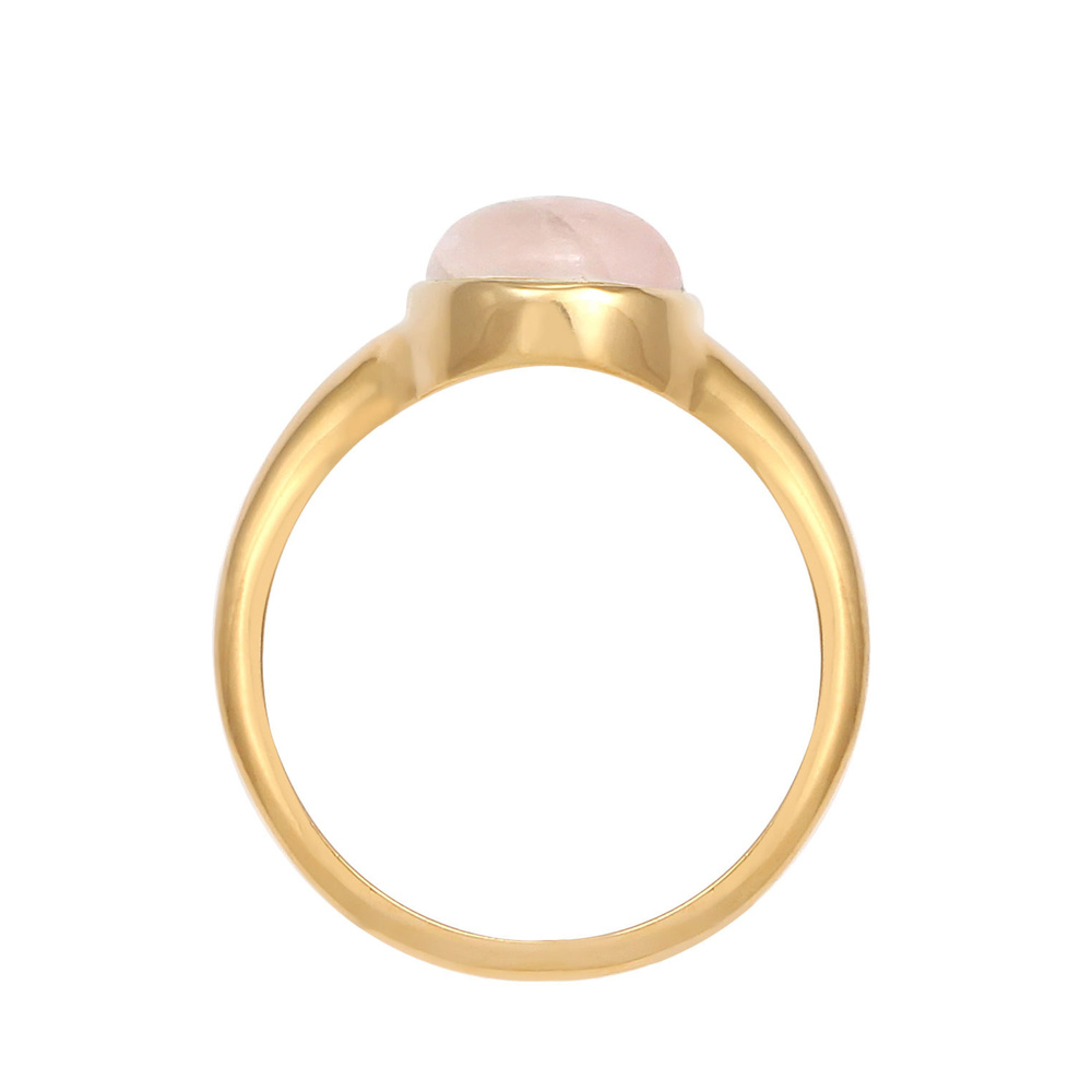 Elli Elli Bague Bague Signet Femme Oval Trend Chunky avec Quartz Rose en Argent Sterli Bague
