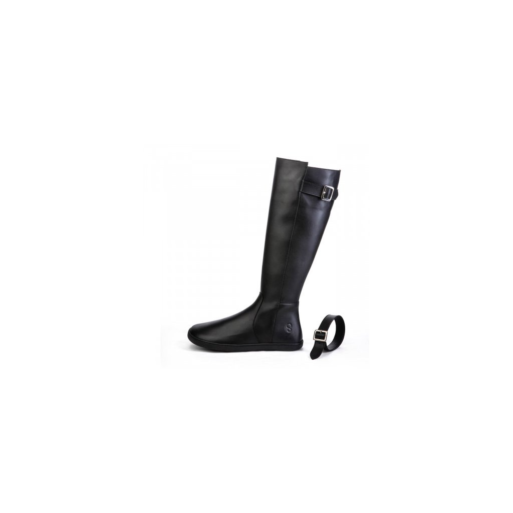 Shapen Glam Black Leather schwarze Barfuß-Stiefel