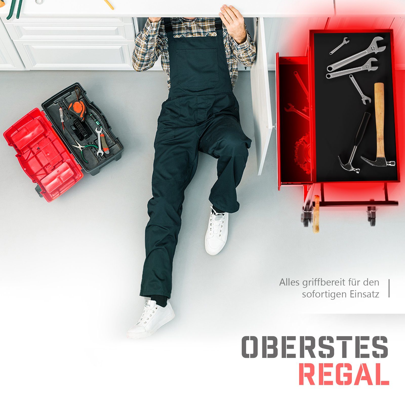 TIMBERTECH Werkstattwagen Werkstattwagen auf Rollen - 4, 5, 7, 9 Fächer