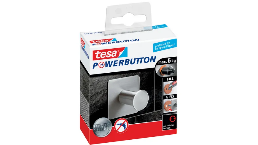 tesa Powerbutton® Haken Classic Eckig Blister