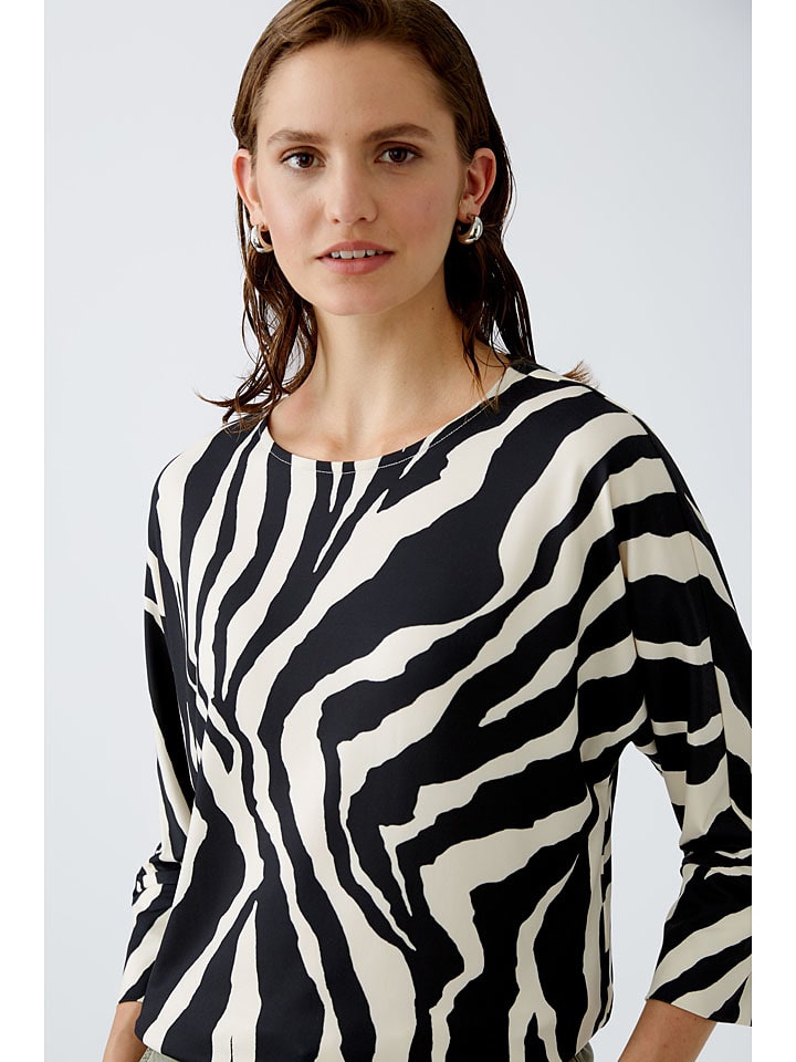Oui Bluse in Schwarz/ Creme günstig kaufen