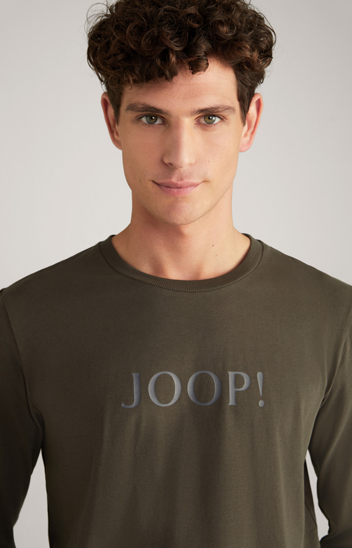 Loungewear Longsleeve in Dunkelgrün-Braun