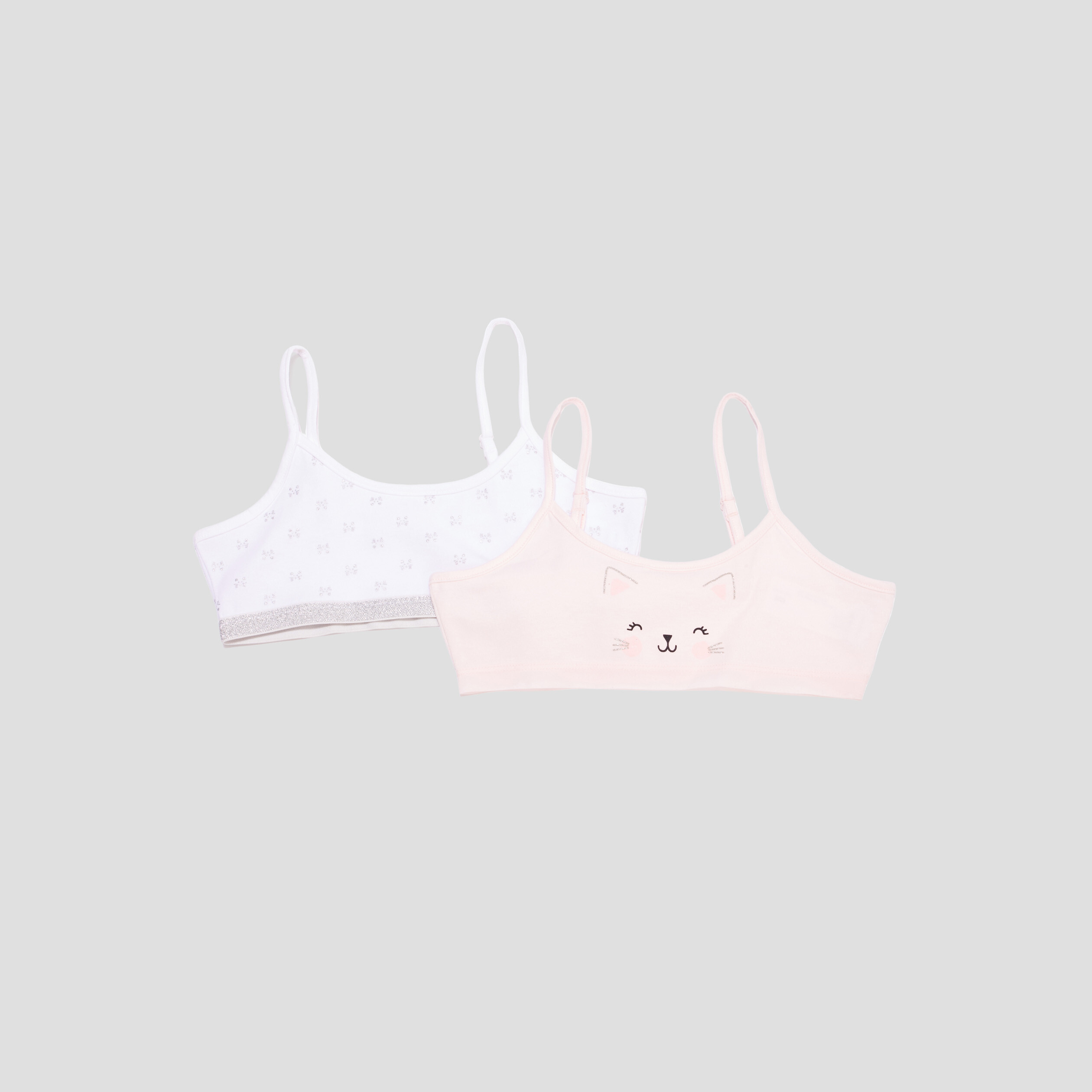 Lot 2 brassières coton rose poudrée fille | La Halle