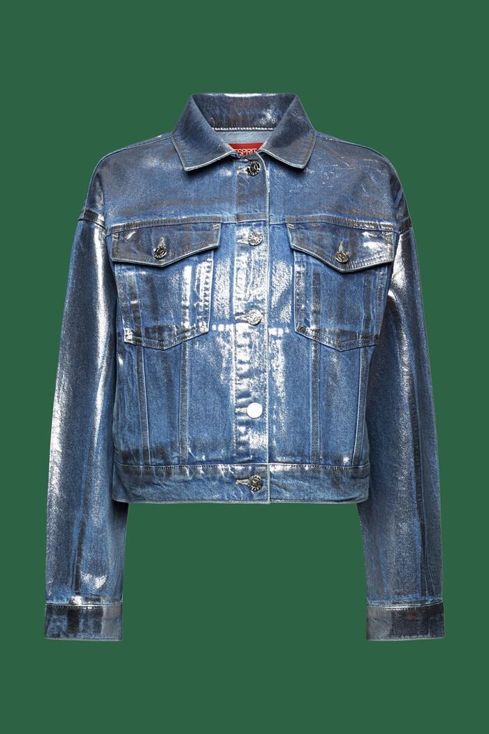 Jeansjacke in Metallic-Optik