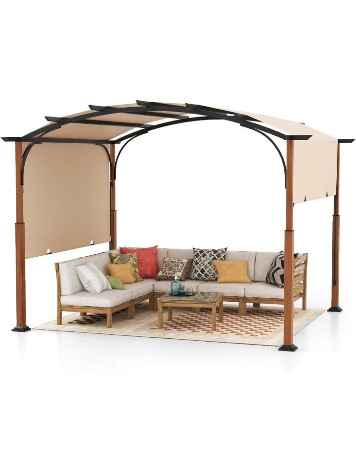 COSTWAY Pergola mit ausziehbarem Dach 3,6x3m in Beige günstig kaufen onesize