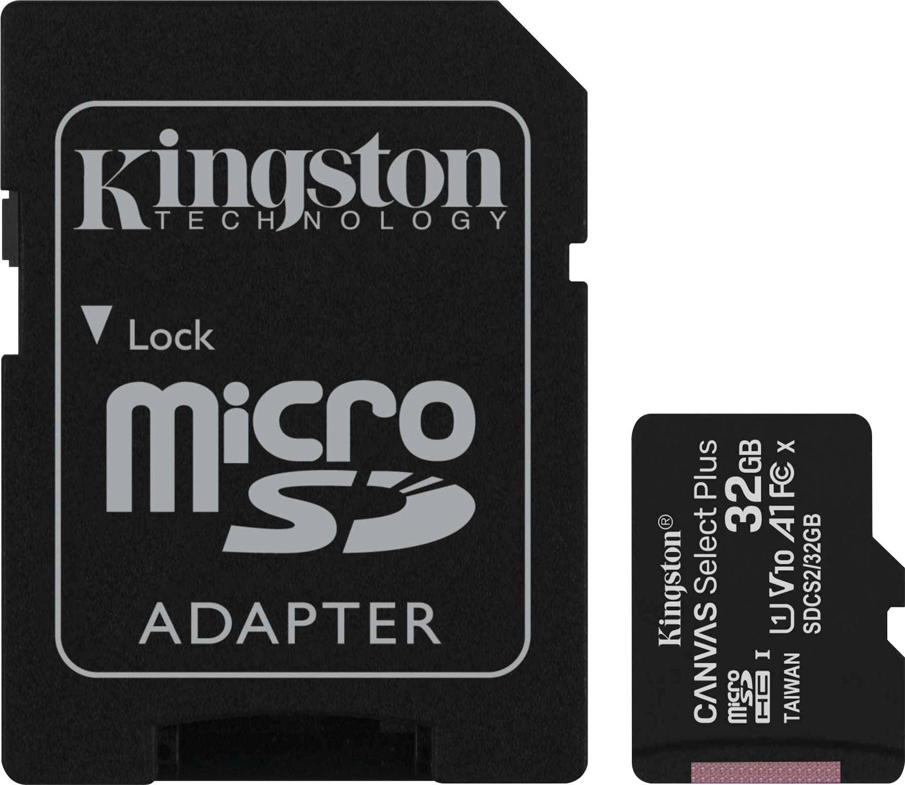 Kingston Canvas Select Plus microSD 32GB + ADP Speicherkarte (32 GB, UHS-I Class 10, 100 MB/s Lesegeschwindigkeit)