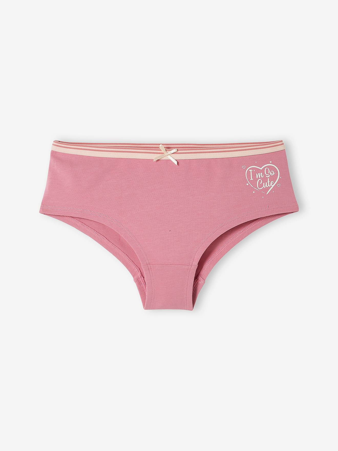 Lot de 5 shorties coeurs fille lot rose et blanc