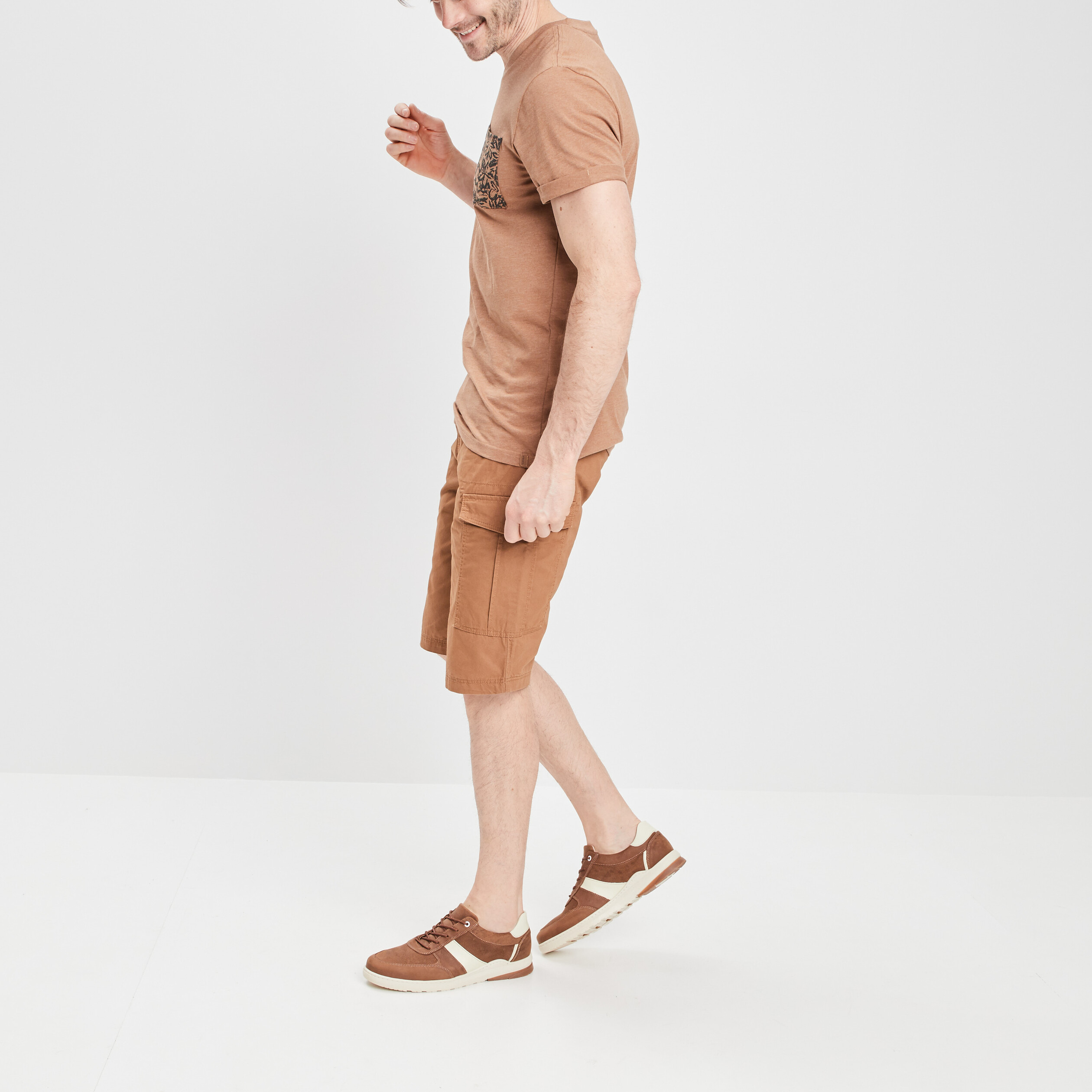 Bermuda cargo ceinturé camel homme | La Halle
