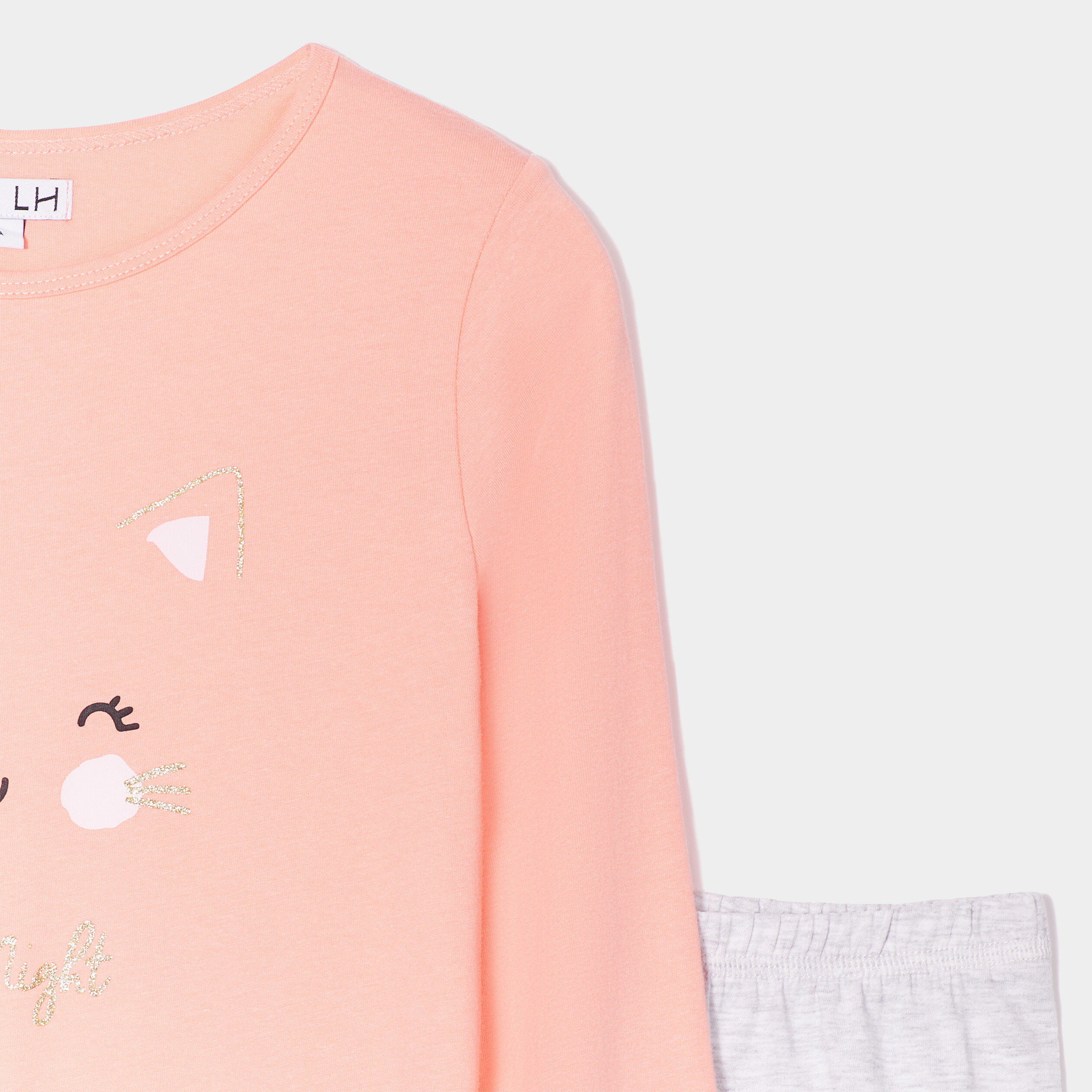 Ensemble pyjama pantalon resserré orange corail fille | La Halle