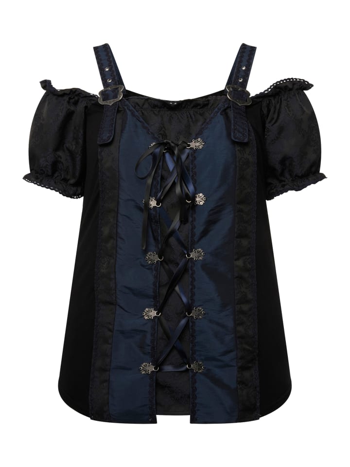 Ulla Popken Trachtenbluse in marine günstig kaufen