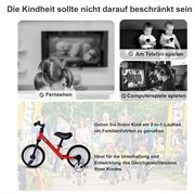 HOMCOM Kinder Laufrad, Lauflernrad, Kinderfahrrad, 2-in-1, Kinderrad mit Stützrädern und Pedalen, 2-5 Jahre, Sitzhöhenverstellbar, PP, Rot, 85 x B36 x H54 cm