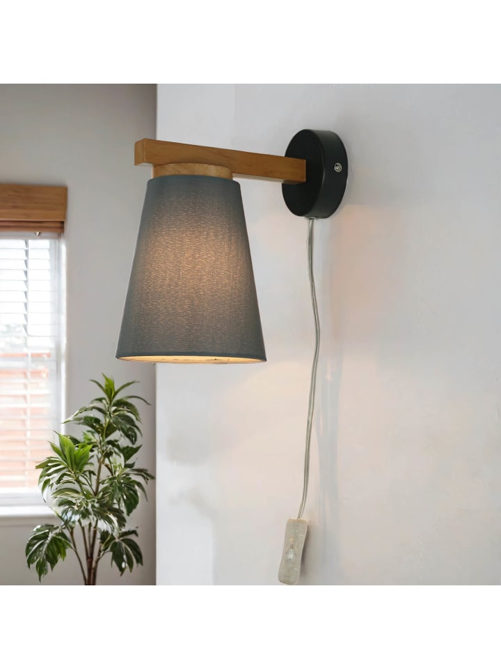 Licht-Erlebnisse Wandlampe in Holz Grau günstig kaufen onesize