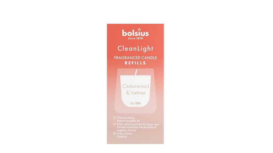 bolsius Cleanlight Duftnachfüller 2er Pack Zedernholz & Vetiver