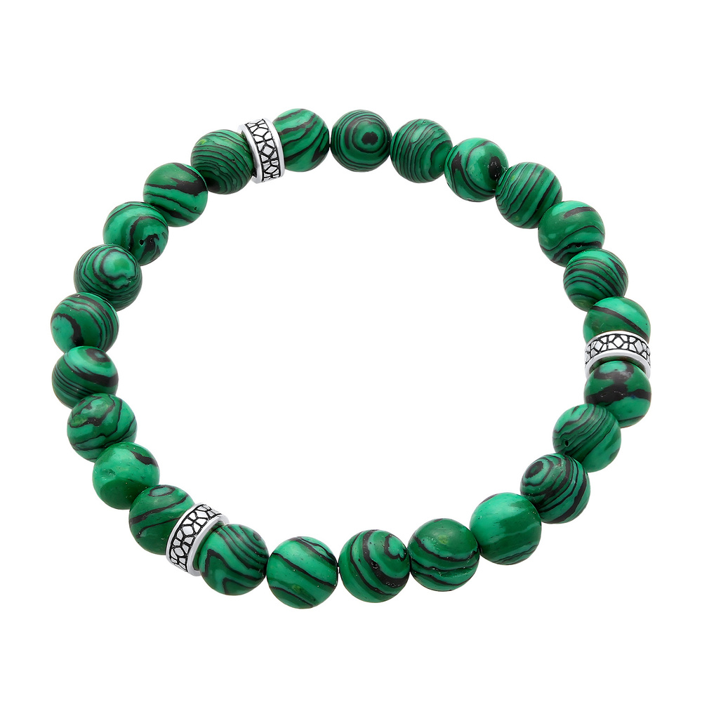 KUZZOI KUZZOI Bracelet Gentlemen Agate oxydée look vert mat 925 Bracelet