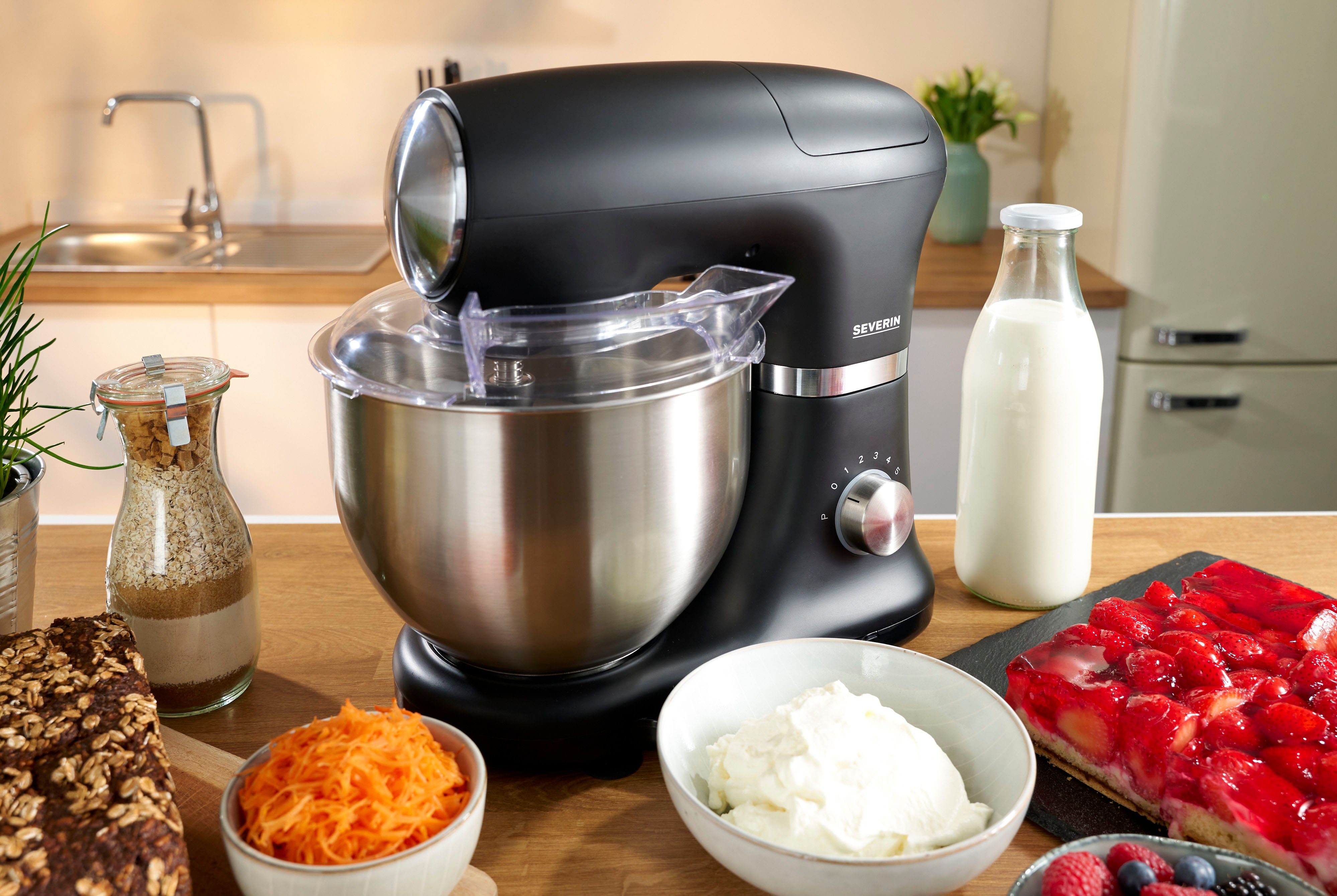 Severin Küchenmaschine KM 3898 mit integrierter Waage, 1000 W, 5,5 l Schüssel