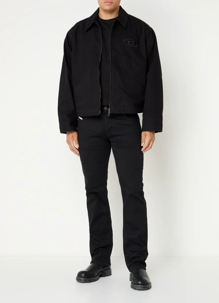 Giacca di jeans Diesel J-Taylor-Bleach con logo e stampa sul retro.