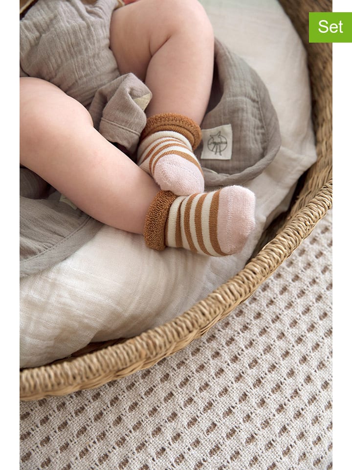 Lässig 3er-Set: Babysocken in Rosa/ Hellbraun günstig kaufen