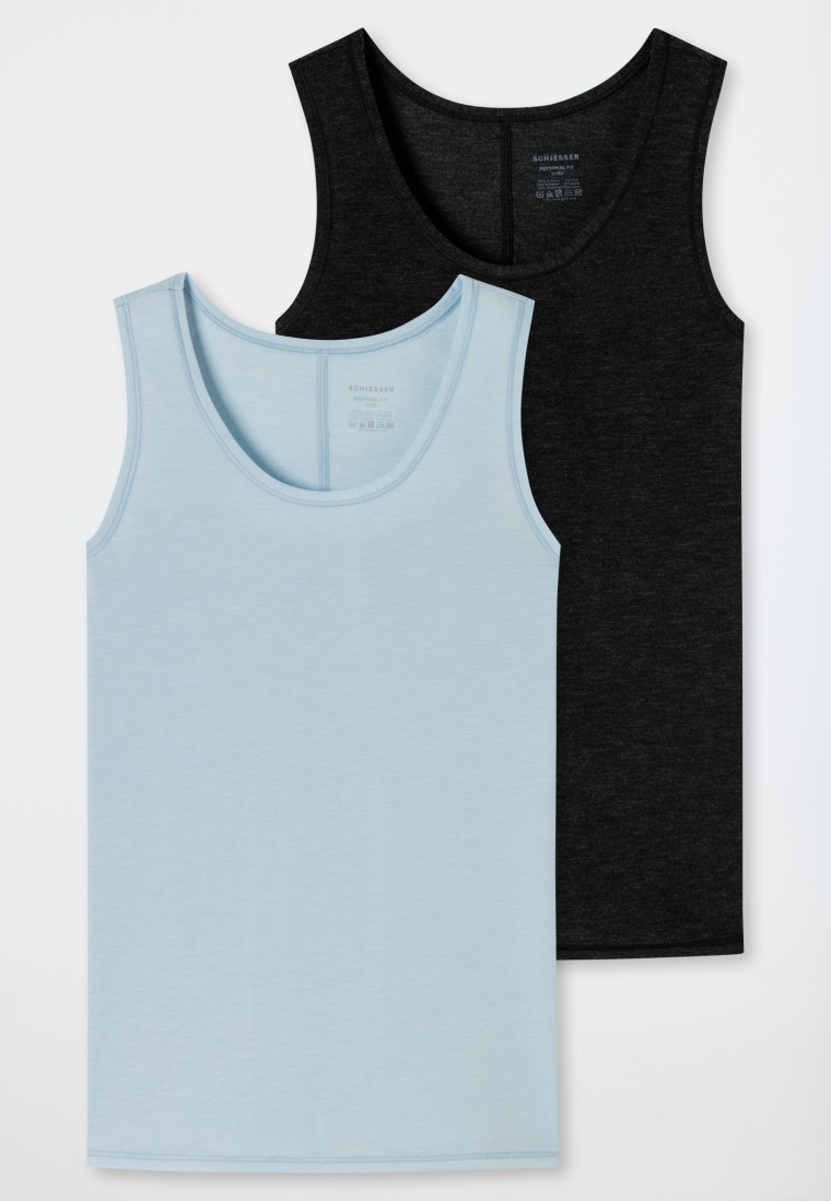 Tops 2er-Pack dunkelblau/ blaugrau - Personal Fit