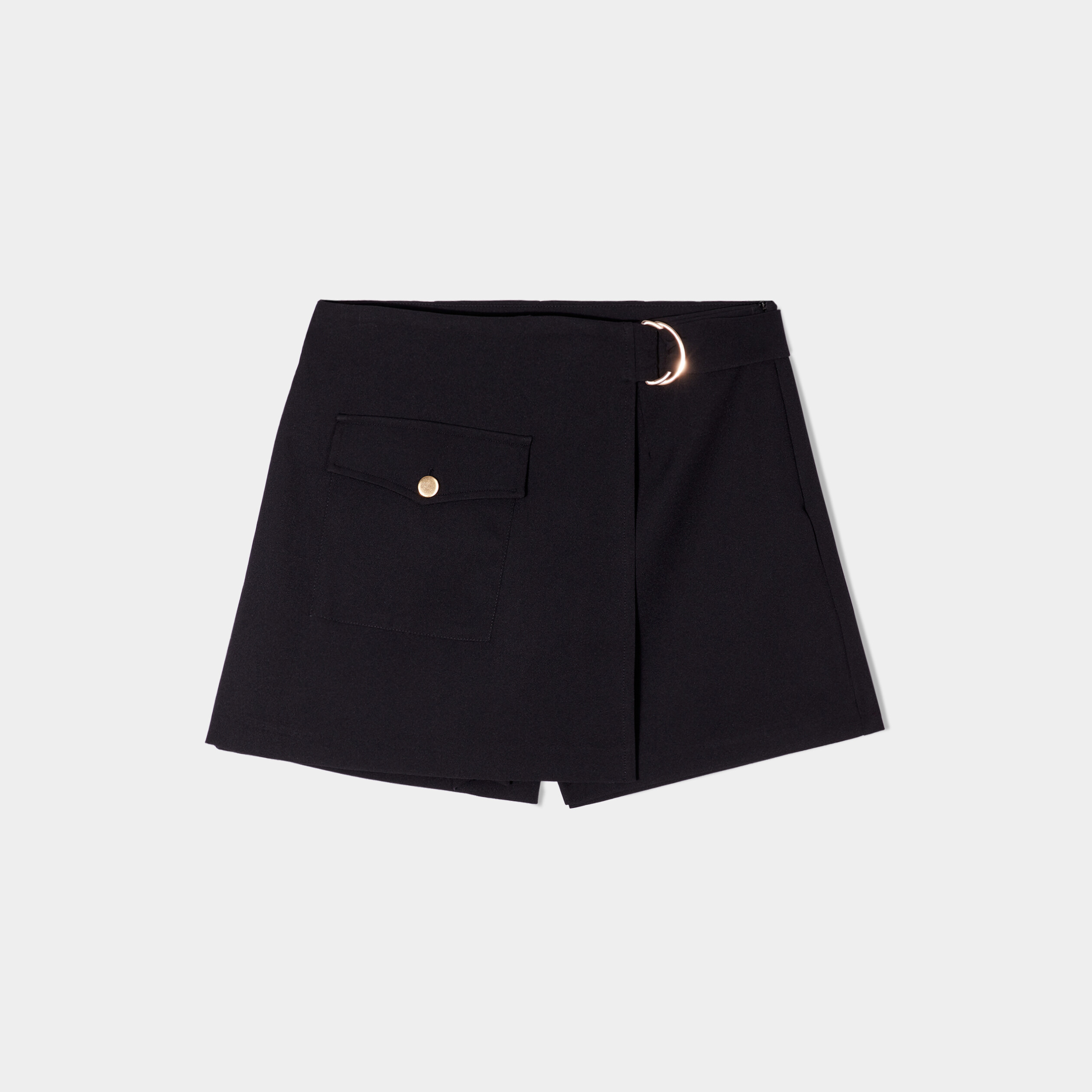Jupe-short droit avec boucles noir femme | La Halle