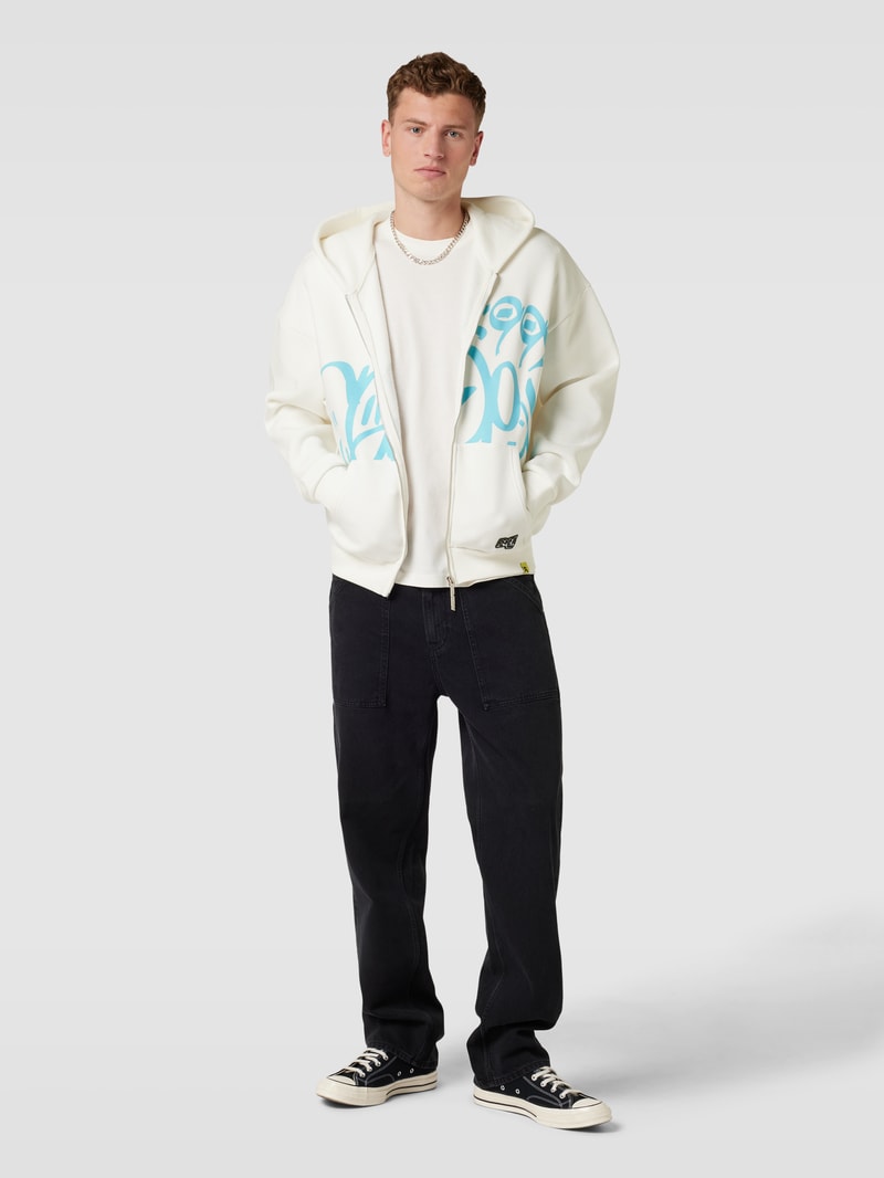 Sweatjacke mit Label-Details in weiß
