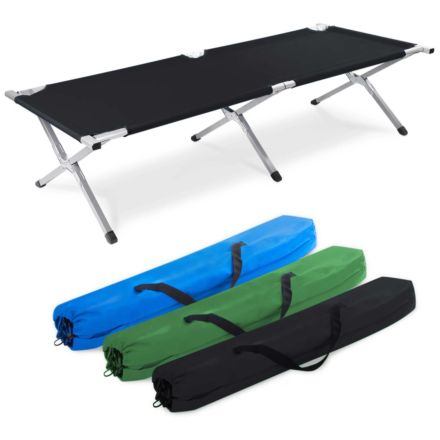 Goods+Gadgets Feldbett Faltbares Army-Bett (Campingbett, Klappbett) Gästebett aus Aluminium