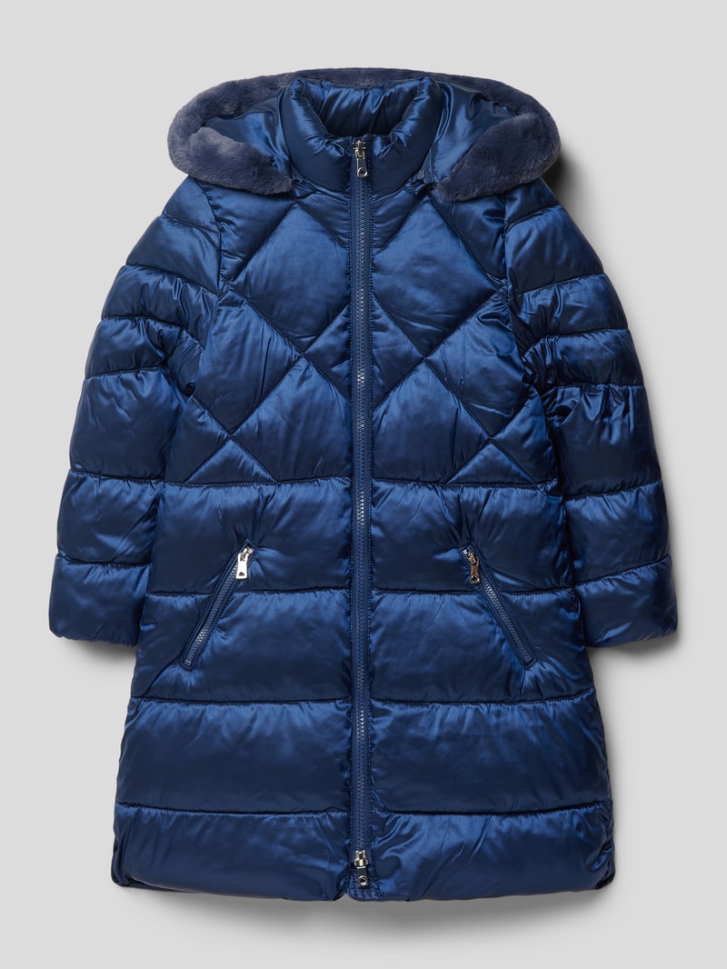 Steppmantel mit Kapuze in marineblau